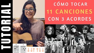 Cómo tocar 11 CANCIONES con 3 ACORDES tutorial de guitarra ideal para principiantes [upl. by Yrrek367]