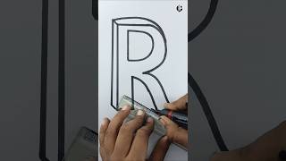 R 3D DRAWING🧑🏻‍🎨 HOW TO DRAW 3D CAPITAL LETTER R art shorts youtubeshorts 3d debanjanarts [upl. by Armillia]