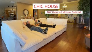 CHIC HOUSE 160quot Oversized Modular Sectional comfortable and stylish sofa sectional comfortable [upl. by Eahsat220]