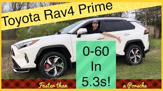 Toyota Rav4 Prime 060 in 53s 40MPG amp Faster than a Porsche [upl. by Cirdla636]