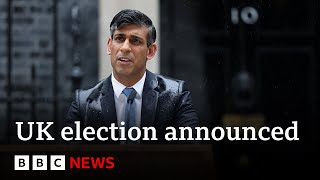 UK Prime Minister Rishi Sunaks full General Election announcement  BBC News [upl. by Yecnay]