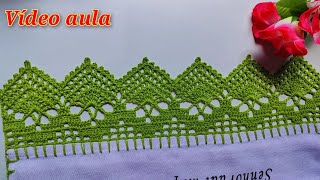 🔥BARRADO LINDO FÁCIL PARA PANOS DE PRATOcrochet crochetingknittingbarradofacil croche [upl. by Eigger]