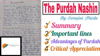 The Purdah Nashin  Critical Appreciation  Sarojinj Naidu  thepurdahnashin sarojininaidu [upl. by Ornas600]