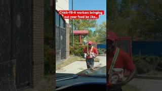 ChickfilA workers bringing out your food be like…  shorts [upl. by Luke]