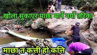 खोला सुकाएर माछा मार्ने नयाँ तरिका  माछा त कत्ती हो कत्ती  Fishing New Trick Nepal [upl. by Kast990]