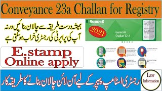 How to Apply Online for Sale Deed E StampGenerate Challan32A for Conveyance23a By Law Information [upl. by Corney]