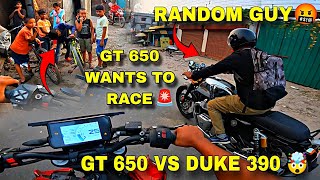 Random Guy GT 650 Wants To Race With My Duke 390 🤬🚨  Street Race 🤯  Public Reaction 😍 [upl. by Nitsrek]