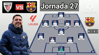 Athletic Bilbao vs Barcelona Line Up 4141 With Gundogan Jornada 27 La Liga 20232024 [upl. by Yllaw438]