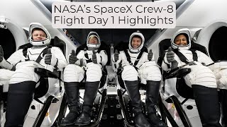 NASA’s SpaceX Crew8 Flight Day 1 Highlights [upl. by Deborath]