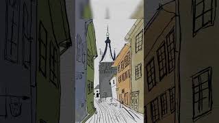 Urban sketch  Procreate art arttimelapse [upl. by Arrakat]