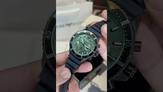 EMPORIO ARMANI DIVER ANALOG GREEN DIAL MENS WATCH AR11463 [upl. by Jilli698]