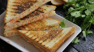 CREAM CURD SANDWICH  Dahi Sandwich  Easy Simple Veg Sandwich [upl. by Akeirahs]