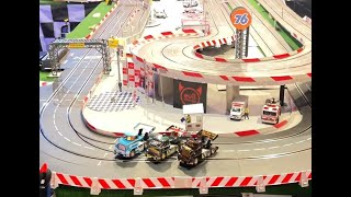 Carrera 132 Digital Slot Car Race Carrera Race Trucks Blue 6 Green 8 and Black 21 [upl. by Aniluap182]