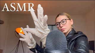 ASMR  GUMMI HANDSCHUHE UND LEDERJACKE 🖤 Langsam abtasten  reiben und tippen  Deutsch German [upl. by Akenn]