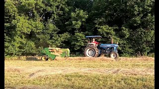 6610 Ford Tractor Baling Hay With a 328 John Deere Square Baler [upl. by Ezzo]