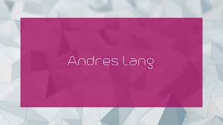 Andres Lang  appearance [upl. by Fruma]