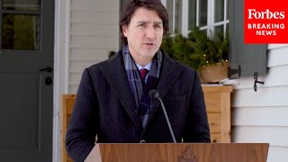 Canada PM Justin Trudeau Addresses Truckers Freedom Convoy Protest In Ottawa [upl. by Nyloc898]