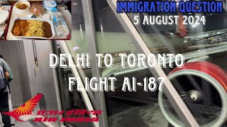 Delhi to Toronto flight Ai187 14 hours flight view with meal details  2 seats [upl. by Yot]