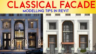 CLASSICAL FACADE MODELLING IN REVIT  USING SWEEP EXTRUSION REVOLVE AND VOID TOOLS [upl. by Phox]