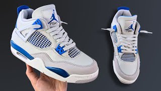 HOW TO LOOSE LACE JORDAN 4s  NIKE AIR JORDAN 4 LACING [upl. by Aihsena802]