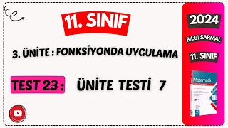 TEST 23 ÃœNÄ°TE TESTÄ° 7 FONKSÄ°YONLARDA UYGULAMALARBÄ°LGÄ° SARMAL 11 SINIF MATEMATÄ°K Ã‡Ã–ZÃœMLERÄ°  2024 [upl. by Sabanrab]