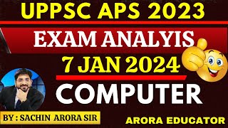 UPPSC APS Exam Analysis 7 Jan 2024  UPPSC APS Answer Key  UPPSC APS Computer Questions [upl. by Bodkin]