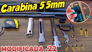 Como modificar Carabina de pressão 55mm pra munição 22lr Cano fixo [upl. by Brittne]