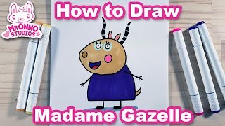 How to Draw Madame Gazelle  Peppa Pigs School Teacher [upl. by Annazus130]