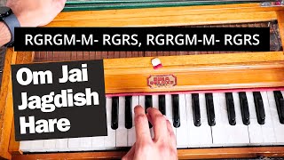 How to Play Om Jai Jagdish Hare Aarti on Harmonium Notations [upl. by Nageam]