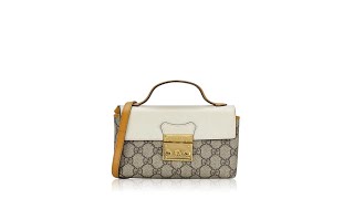 Gucci GG Supreme Padlock Mini Top Handle Shoulder Bag Beige Mystic White Sun Oil [upl. by Wilma]