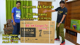 Hisense A6H 55quot 4K Google TV Unboxing Dolby Vision ATMOS ALLM amp VRR 🔥 [upl. by Frendel148]