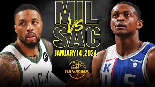 Milwaukee Bucks vs Sacramento Kings Full Game Highlights  January 14 2024  FreeDawkins [upl. by Netsirt]