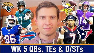 Week 5 QB TE and DST Rankings Top 25  2024 Fantasy Football [upl. by Riaj172]