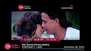 Zee Anmol Cinema India continuity  ads  November 28 2024 [upl. by Walker]