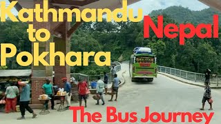 Kathmandu to Pokhara Bus Journey Nepal Beautiful Scenery Countryside Small Towns River Rest Stop [upl. by Unity]