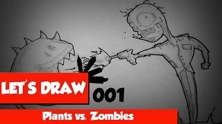 LETS DRAW 001  Plants vs Zombies HD  Pencil Sketch Tutorial [upl. by Germayne391]