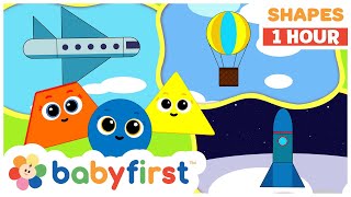 Shapes School  Educational videos for kids  Learning Shapes  Plane  Balloon amp More  BabyFirstTV [upl. by Ahsile887]