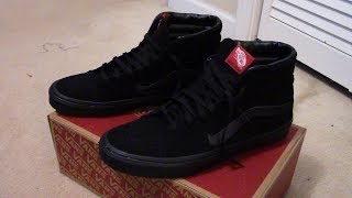 VANS SK8HI BlackBlack Suede Review  On Feet [upl. by Annadroj]