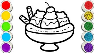 Coloring for Kids with Ice Cream Bowl  Coloring Pages for Children [upl. by Nnyleak875]