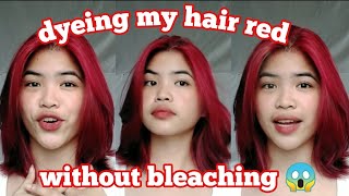 DYEING MY HAIR RED WITHOUT BLEACHING  Janine Rivera [upl. by Merwyn]