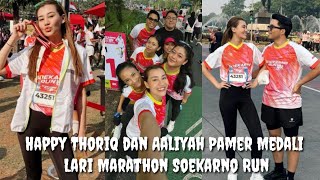 Happy Thoriq dan Aaliyah dapat Medali Lari Maraton Soekarno RunLisazubaidi [upl. by Jair]