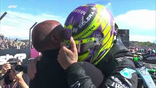 Lewis Hamilton embraces his father after winning British Grand Prix 🥹  ESPN F1 [upl. by Awuhsoj]