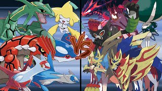 Pokemon Legendary Battle Hoenn Legendaries Vs Galar Legendaries Sword and Shield [upl. by Aldos]