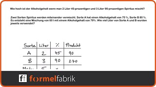 Mischungsaufgaben Nr 2 – Zwei Sorten Alkohol werden gemischt – Beispielaufgaben [upl. by Ardnalahs]