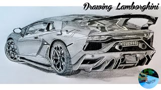 quotDrawing Lamborghini car  how to draw  Lamborghini car realistic drawing 🔥 [upl. by Doralynn982]