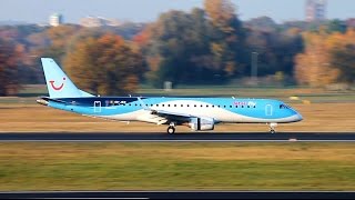 Jetairfly Embraer ERJ190100STD OOJEM landing at Berlin Tegel airport with nice sunlight [upl. by Winwaloe152]