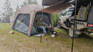 Rain Camping In Air Tent With Dog [upl. by Stedman]