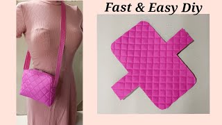 DIY QUILTED SLING BAG LADIES BAG  BAG DIY [upl. by Leahci]