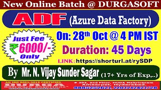 ADF Azure Data Factory Online Training  DURGASOFT [upl. by Kciderf568]