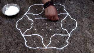 Easy And Simple Rangoli Design  chukki rangoli with 9 dots [upl. by Moclam]